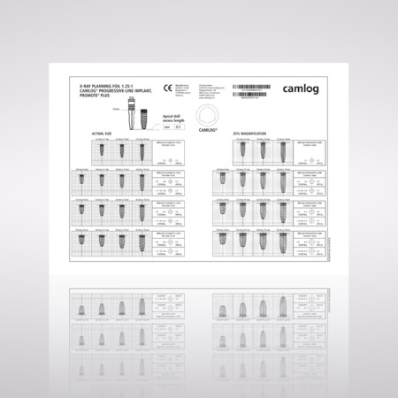 X-ray planning foil 1.25:1, for CAMLOG® PROGRESSIVE-LINE implants 